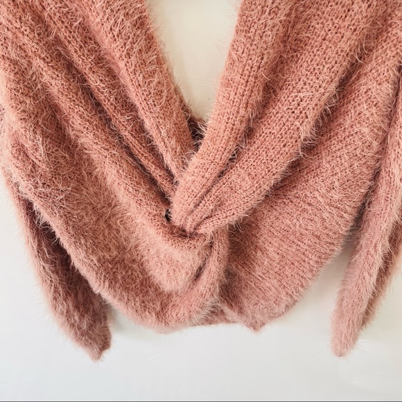 Retro style vneck sweater faux fur size L - Picture 3 of 7